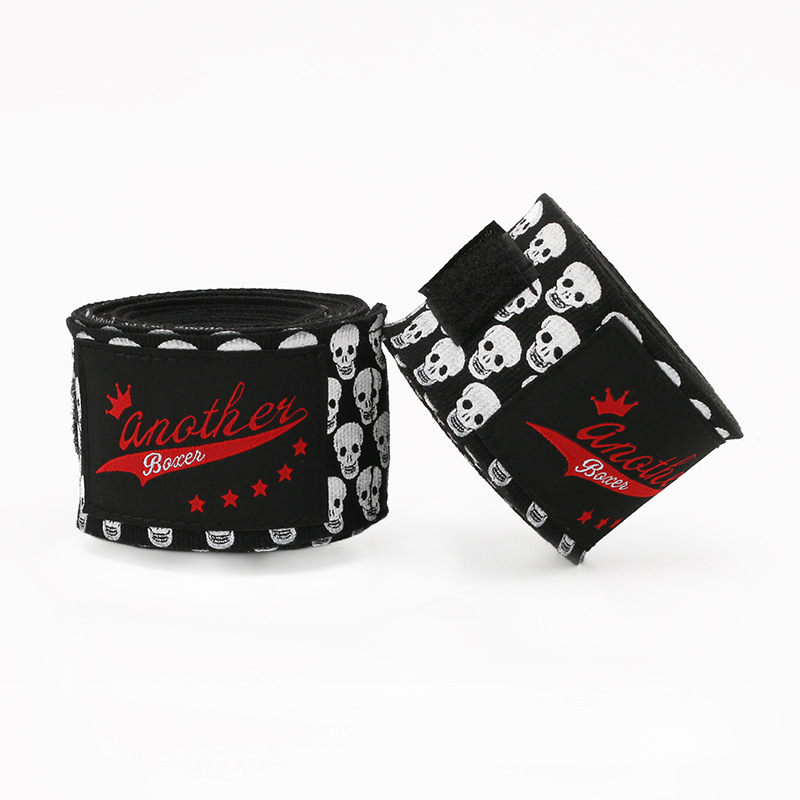 Small Black Head Pro Grade 5m Boxing Hand Wraps - Printed Elastic Bandages for Training & Combat Sports (1 Pair)