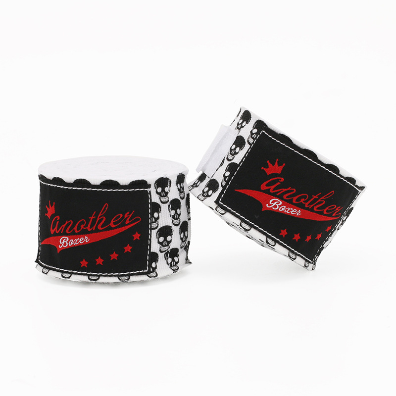 Small White Head Pro Grade 5m Boxing Hand Wraps - Printed Elastic Bandages for Training & Combat Sports (1 Pair)