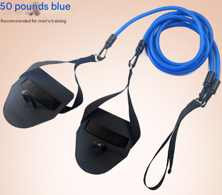 Blue Flippers [Training Stroke] [50lbs] Swim Resistance Band Trainer - Dry-Land Arm Strength & Stroke Exercise Cords