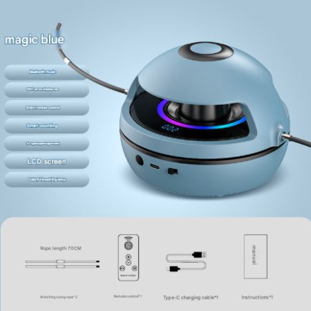 Blue Smart Electric Jump Rope Machine with Bluetooth Music