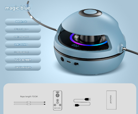 Blue Smart Electric Jump Rope Machine with Bluetooth Music