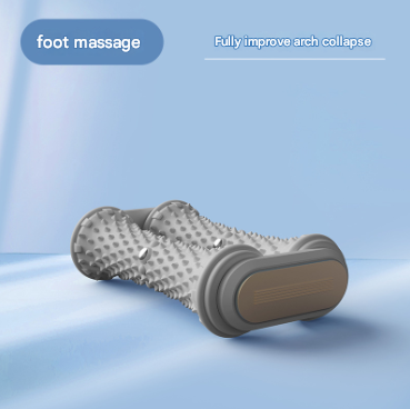 Grey Ergonomic Dual Foot Massage Roller - Deep Tissue Relief for Plantar Fasciitis