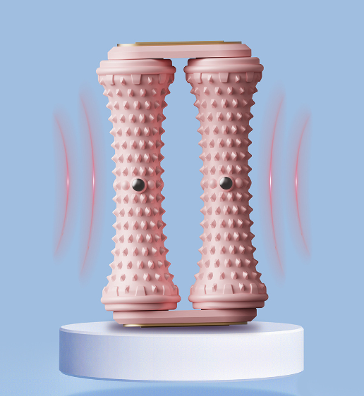 Pink Ergonomic Dual Foot Massage Roller - Deep Tissue Relief for Plantar Fasciitis