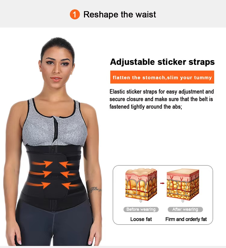 Size S Black Womens Sweat-Enhancing Waist Trainer Belt - Dual Strap Zipper Tummy Control Cincher for Workout & Postpartum Shaping