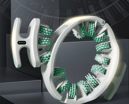Green and White Adjustable 3D Leg & Body Roller Massager - Deep Tissue Muscle Relief for Thighs