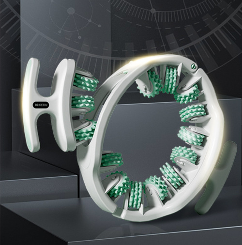 Green and White Adjustable 3D Leg & Body Roller Massager - Deep Tissue Muscle Relief for Thighs