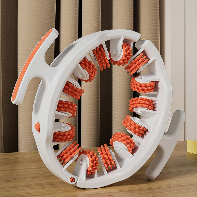 Orange and White Adjustable 3D Leg & Body Roller Massager - Deep Tissue Muscle Relief for Thighs
