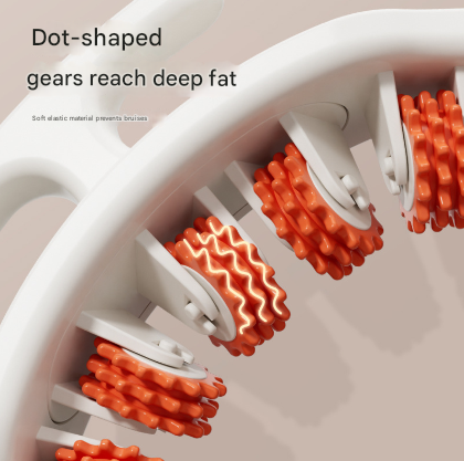 Orange and White Adjustable 3D Leg & Body Roller Massager - Deep Tissue Muscle Relief for Thighs