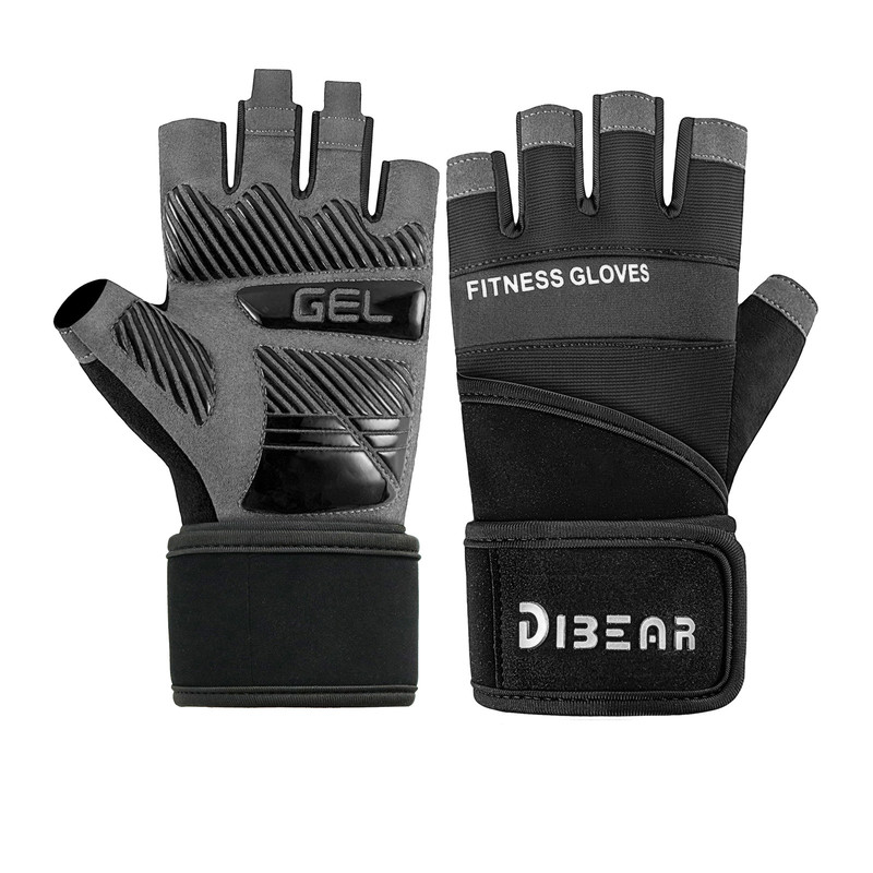 Size XL Black Heavy Duty Workout Gloves with Wrist Support - Anti-Slip Gel Padded Gym Gloves for Weightlifting