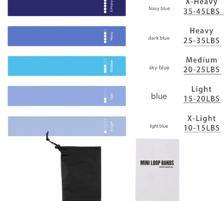 Blue 10 Pieces of 2 Sets Premium Resistance Loop Bands - Fitness Exercise Bands for Legs