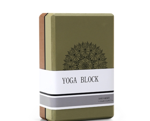 Olive Green/Brown High-Density EVA Foam Yoga Block for Support & Stability - Lightweight Non-Slip Brick for Yoga