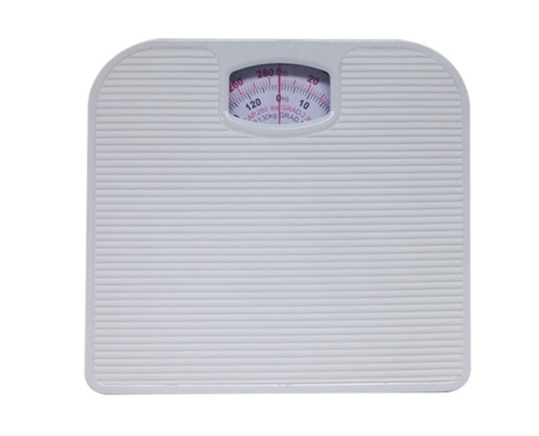 White Classic Mechanical Bathroom Scale - Battery-Free Analog Body Weight Scale with Non-Slip Platform