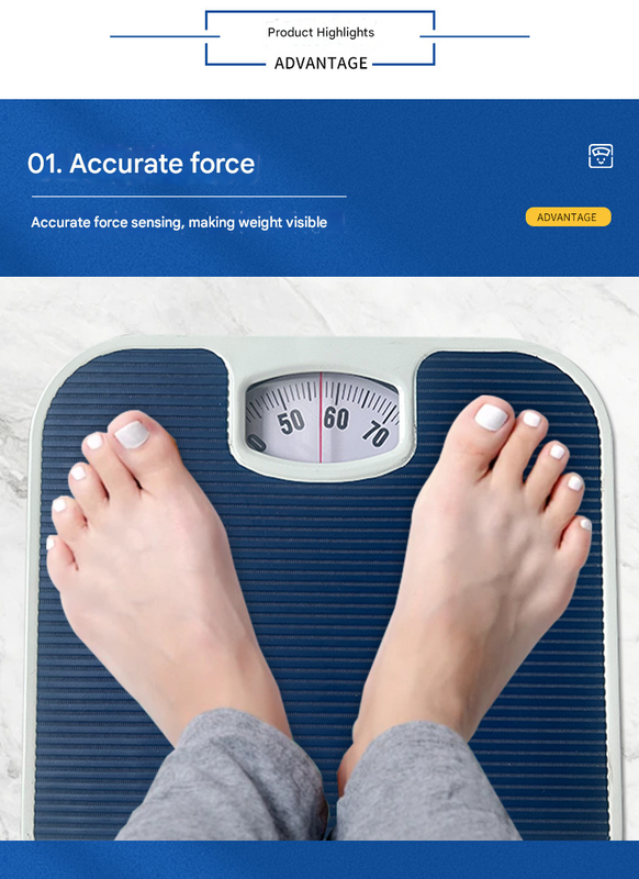 Light Gray Classic Mechanical Bathroom Scale - Battery-Free Analog Body Weight Scale with Non-Slip Platform