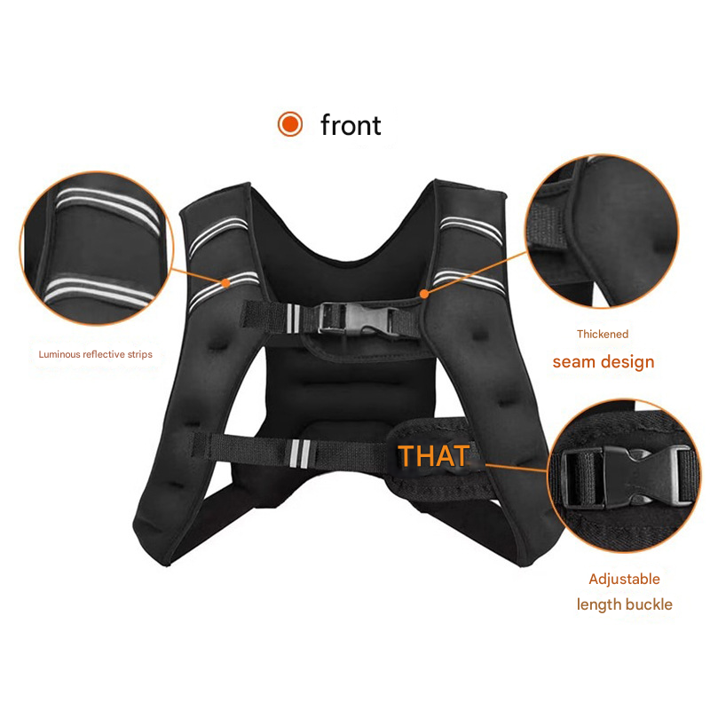 Black Gym Partner Weighted Vest - Adjustable & Reflective for Running