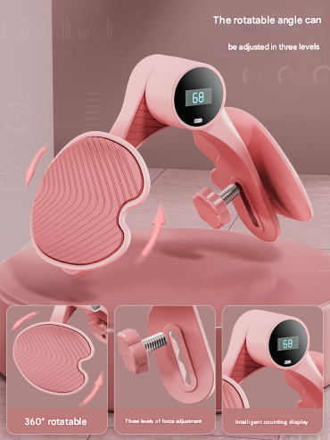 Pink Smart Kegel & Thigh Master with Counter - Adjustable Pelvic Floor Strengthening Device for Women