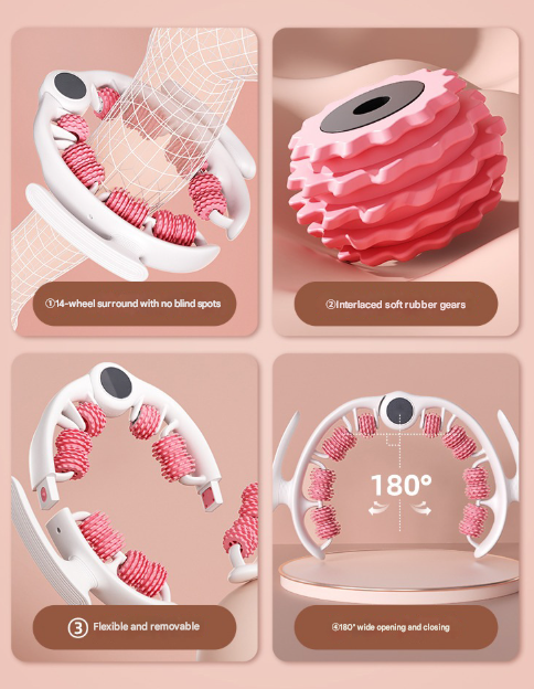 Pink U-Shape 360 Degree Massage Roller - Multi-Functional Leg