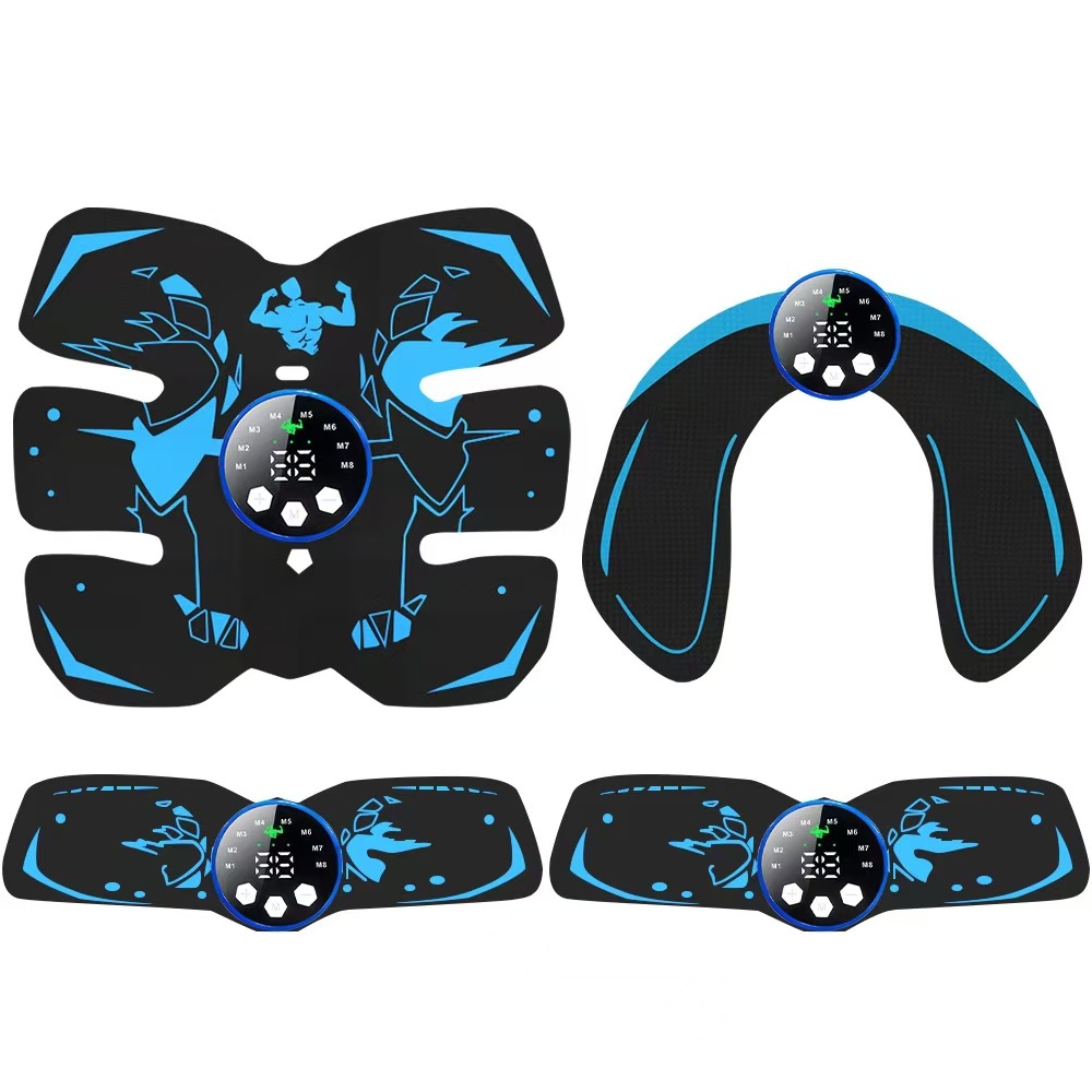Black and Blue Ultimate EMS Muscle Stimulator Kit - USB Rechargeable Abdominal & Full Body Toner for Abs