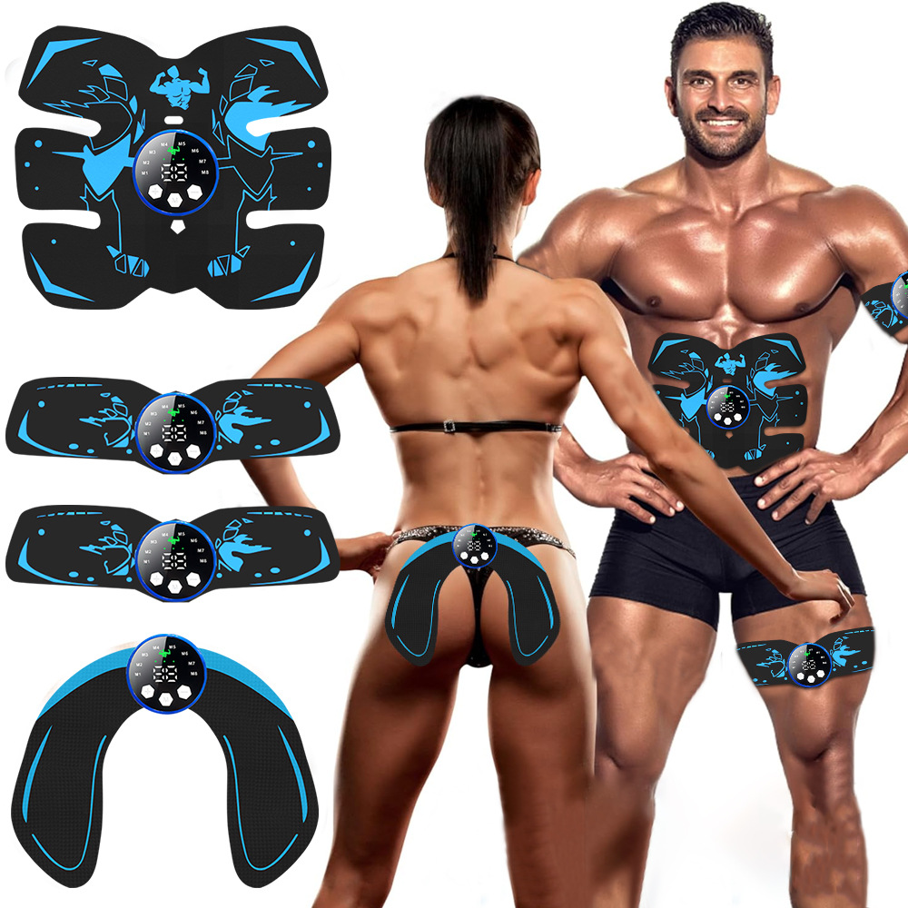 Black and Blue Ultimate EMS Muscle Stimulator Kit - USB Rechargeable Abdominal & Full Body Toner for Abs