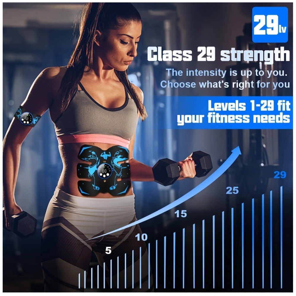 Black and Blue Ultimate EMS Muscle Stimulator Kit - USB Rechargeable Abdominal & Full Body Toner for Abs