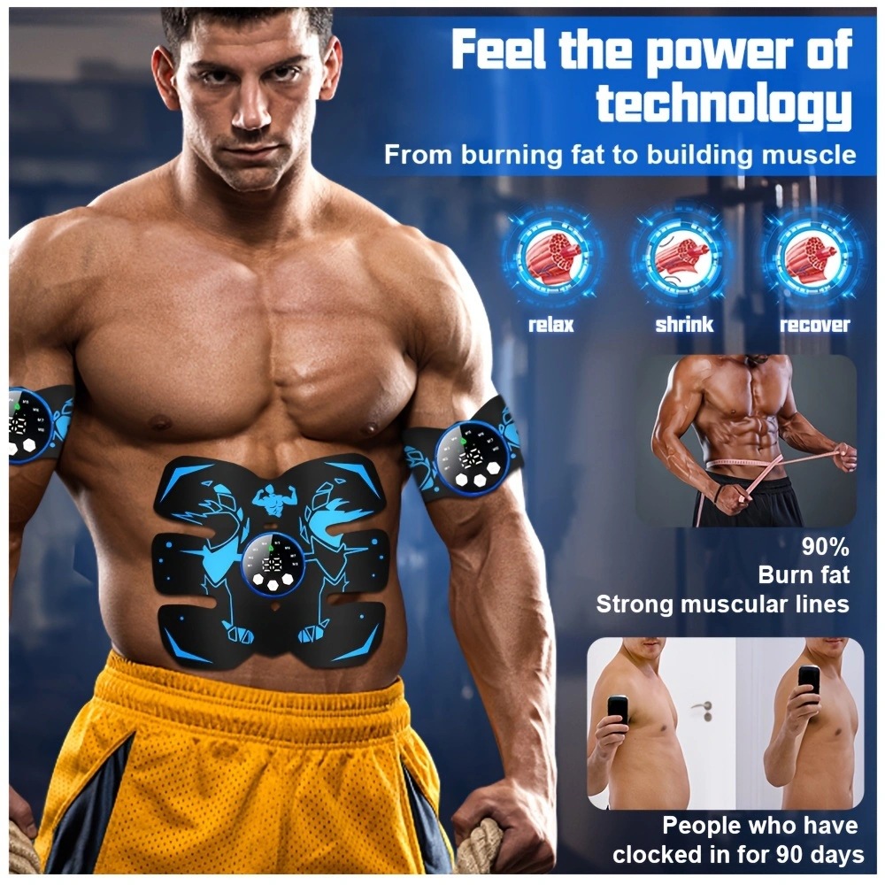 Black and Orange Ultimate EMS Muscle Stimulator Kit - USB Rechargeable Abdominal & Full Body Toner for Abs