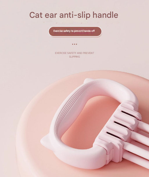 Purple Adjustable Resistance Chest Expander with 6 Levels - Cute Cat Ear Puller for Full Body Workout
