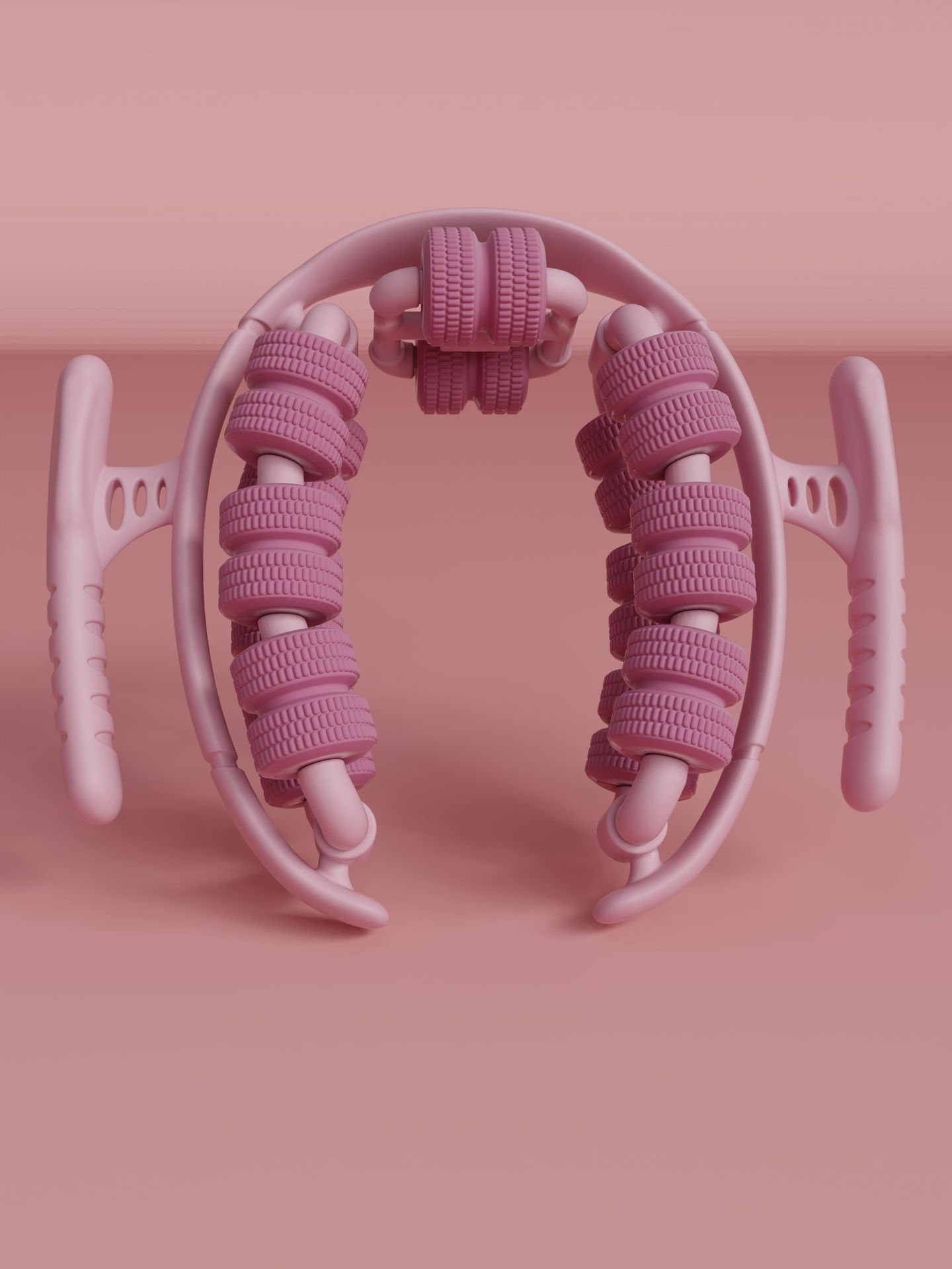 Pink 360°Wrap-Around Muscle Roller - 28-Wheel Massager for Legs