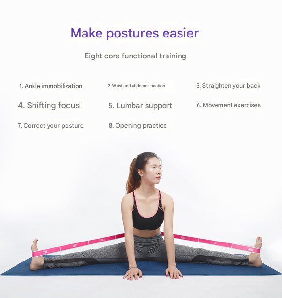 Pink 9-Loop Yoga Stretch Strap - Numbered Band for Flexibility and Physical Therapy