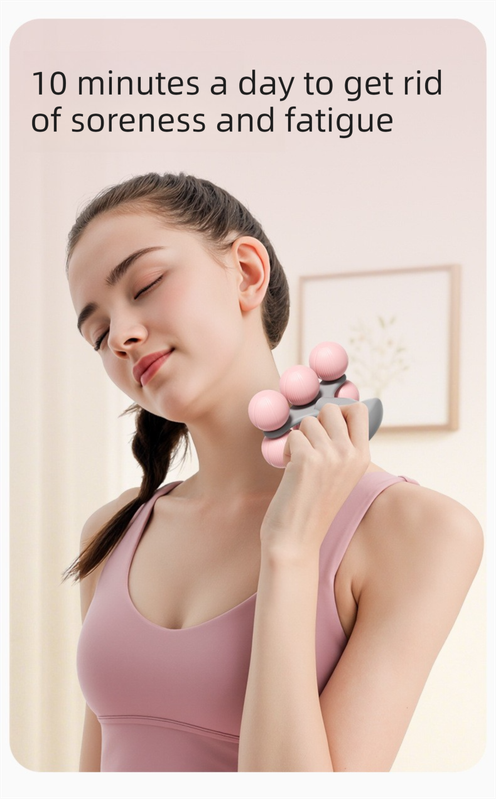 Pink Portable 6-Wheel Massage Roller – Quiet