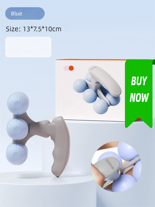 Blue Portable 6-Wheel Massage Roller – Quiet