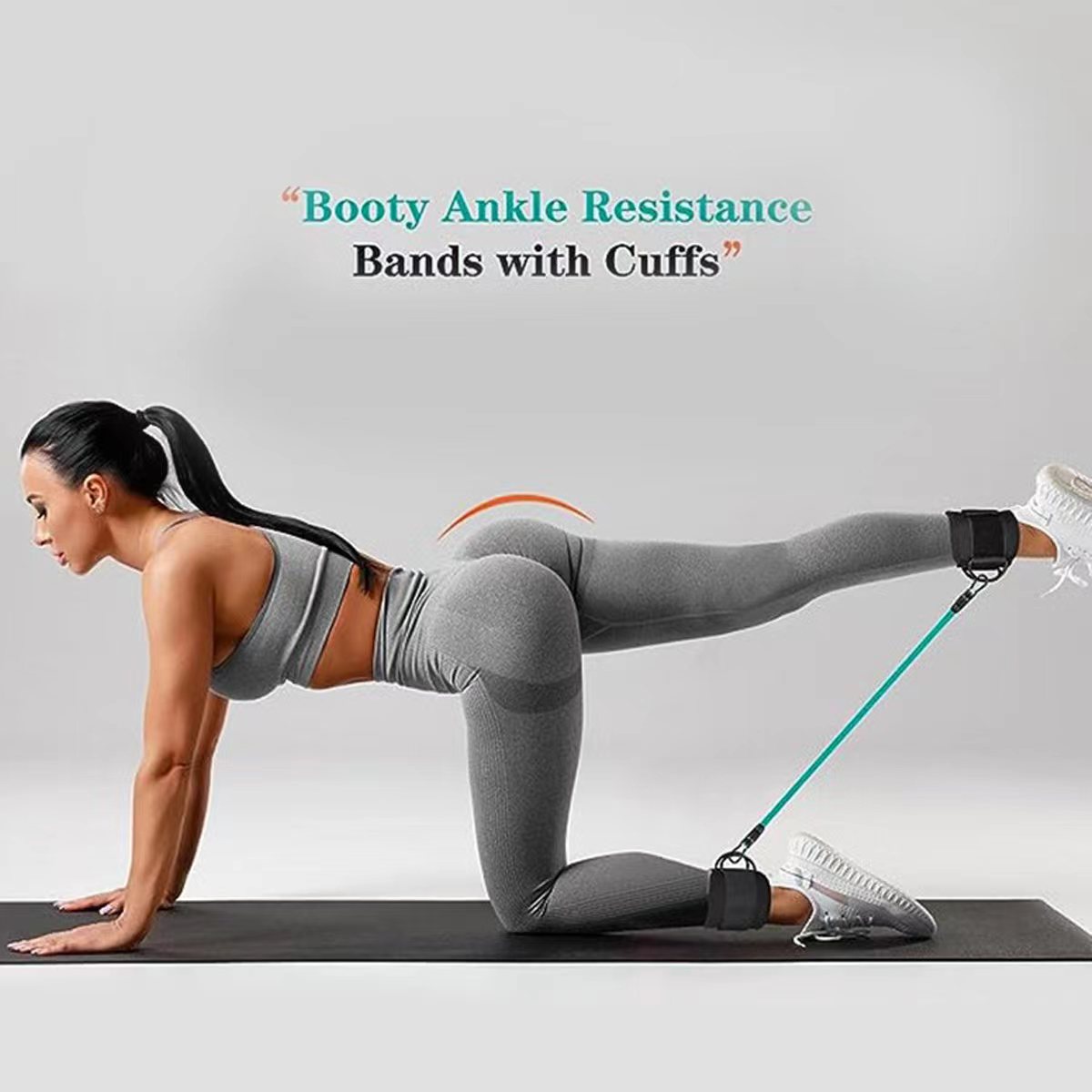 Red-blue-green Black SnapResistance Bands Set with Ankle Straps for Glute Kickbacks & Leg Workouts (10-30lbs)