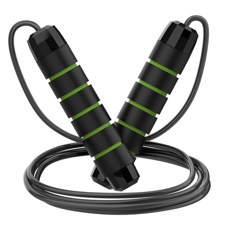 5 PCS Black-green Adjustable Steel Wire Speed Jump Rope Set - Professional Fitness Rope with Ball Bearings for Cardio