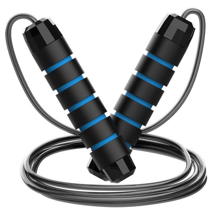 5 PCS Black-blue Adjustable Steel Wire Speed Jump Rope Set - Professional Fitness Rope with Ball Bearings for Cardio