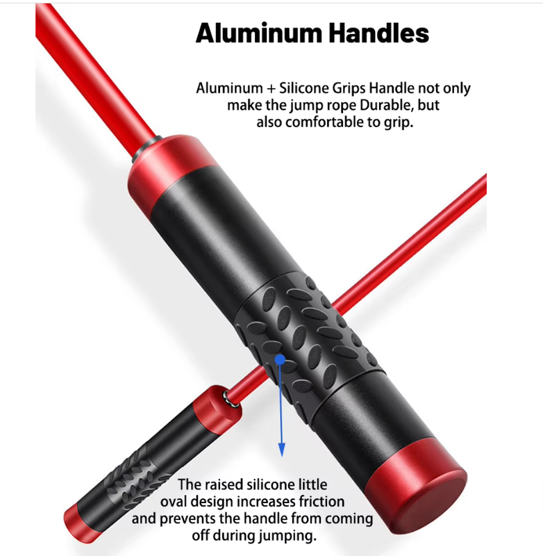 Red Weighted Jump Rope for Workout Fitness - Thick 9mm Cable for Intense Fitness