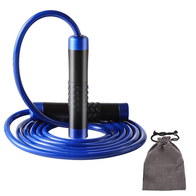 Blue Weighted Jump Rope for Workout Fitness - Thick 9mm Cable for Intense Fitness