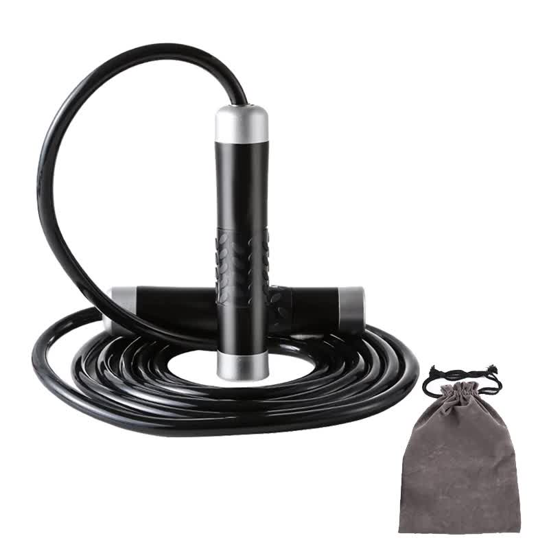Black Weighted Jump Rope for Workout Fitness - Thick 9mm Cable for Intense Fitness