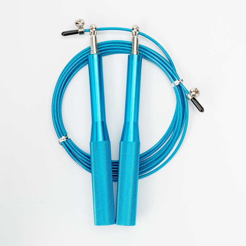 2PCS Blue Pro-Grade Speed Jump Rope with Knurled Aluminum Handles - Ball Bearing System for CrossFit