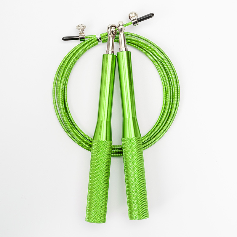 2PCS Green Pro-Grade Speed Jump Rope with Knurled Aluminum Handles - Ball Bearing System for CrossFit