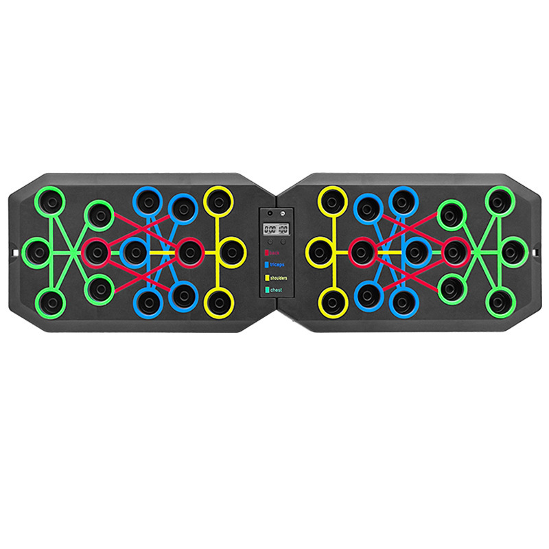 30-Hole Black Foldable Smart Push Up Board with Digital Counter/Timer