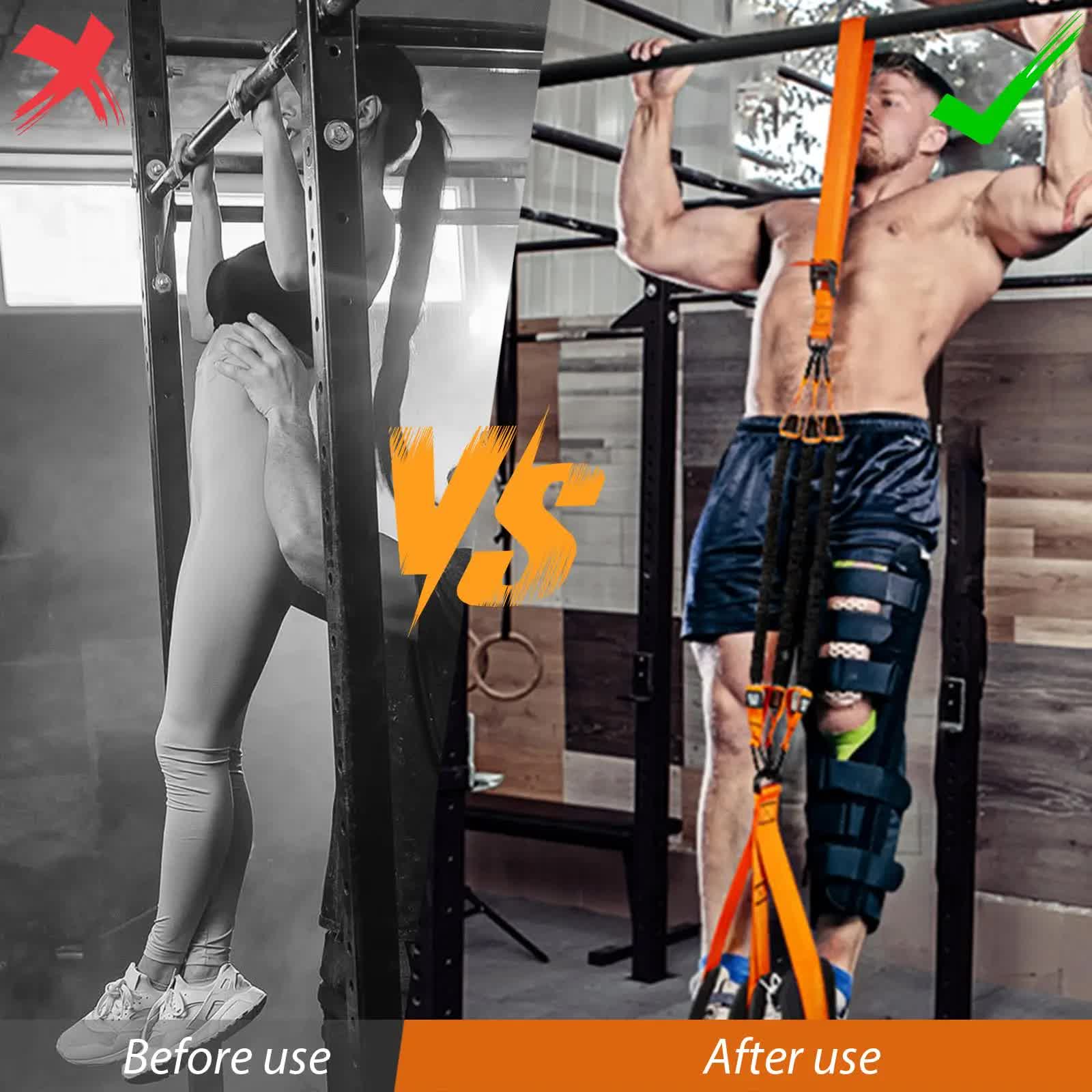 Black (300lb)Heavy Duty Pull-Up Assist Strap System With Foam Handles - Adjustable Resistance Trainer for Pull-Ups and Home Gym Workouts