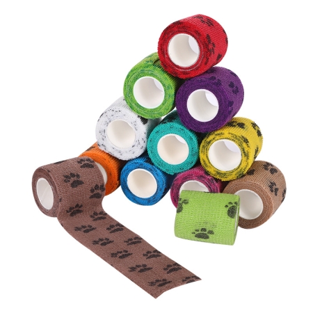 Pet Medical Therapy Self Adhesive Bandage Set(12 Volumes：2.5CM*4.5M) - Elastic Cute First Aid for Dogs and Cats & Humans