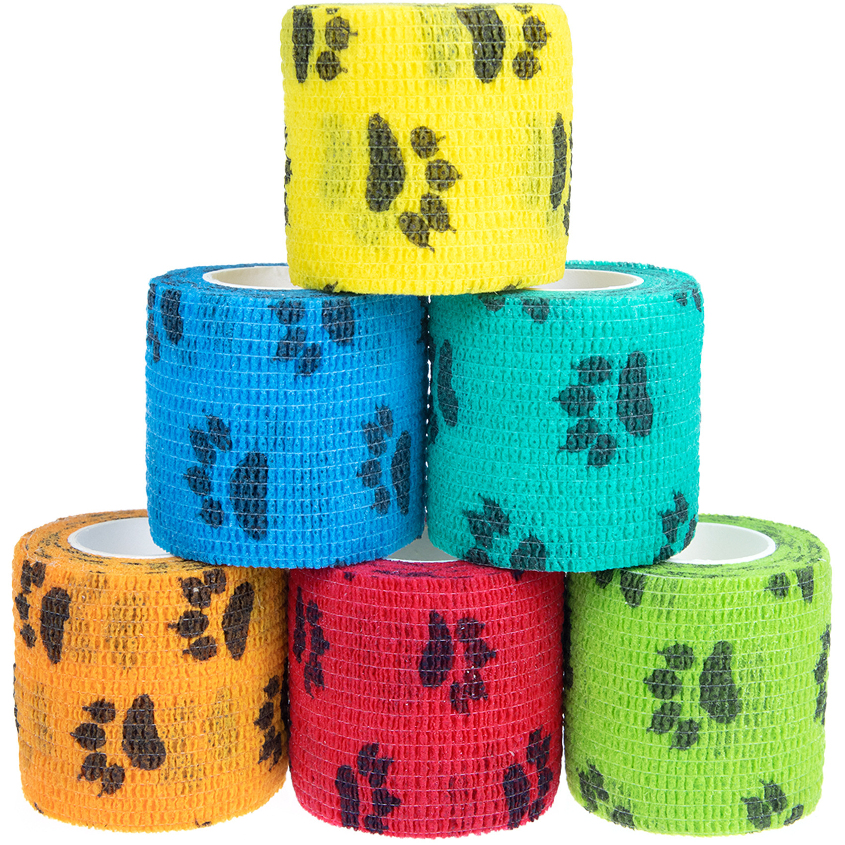 Pet Medical Therapy Self Adhesive Bandage Set(12 Volumes:7.5CM*4.5M) - Elastic Cute First Aid for Dogs and Cats & Humans