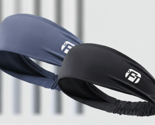 2 Pcs Cooling Sports Headband Moisture Wicking Sweatband for Running Gym & Yoga Non Slip Stretchy Hair Band Black & Blue