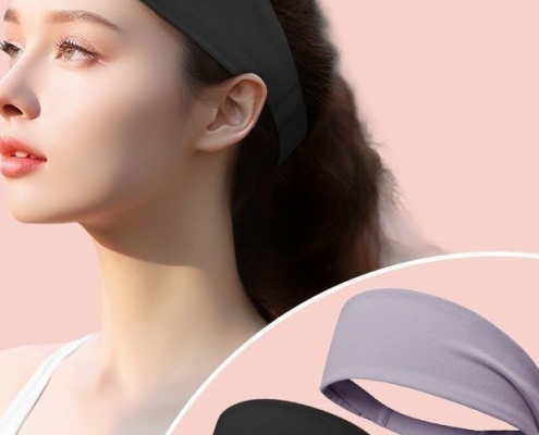 2 Pack Sports Headband with Silicone Sweat Guide Non-Slip Moisture Wicking Hair Band for Running Yoga Gym Fitness Quick Dry Breathable (Black & Purple)