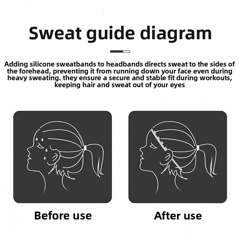 2 Pack Sports Headband with Silicone Sweat Guide Non-Slip Moisture Wicking Hair Band for Running Yoga Gym Fitness Quick Dry Breathable (Blue & Grey)