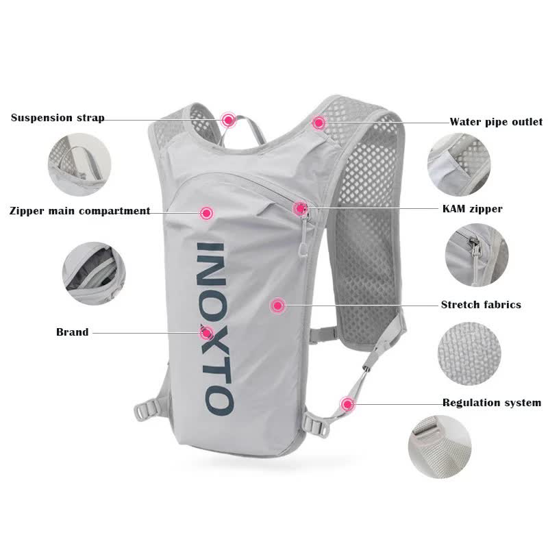 Black-Blue 5L Ultra-Light Hydration Running Vest - Quick-Dry Trail Running & Marathon Backpack with Night Reflective Safety