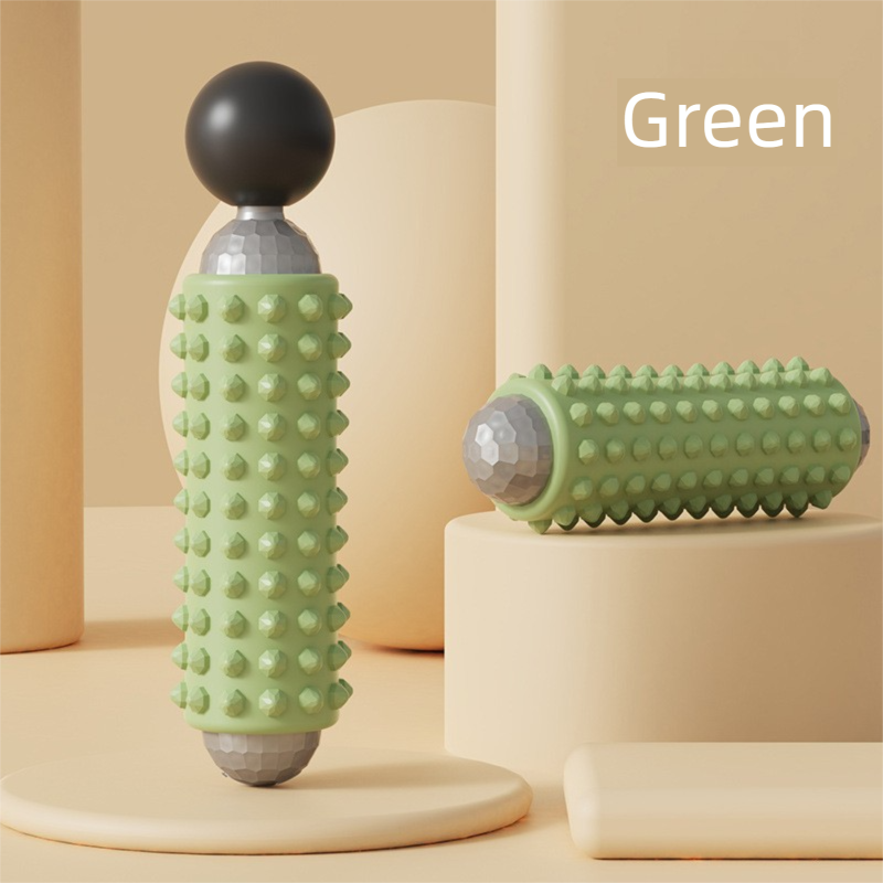 Green Portable Electric Yoga Massage Roller - Handheld Fitness Recovery Tool