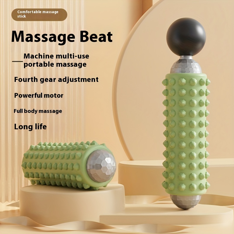 Green Portable Electric Yoga Massage Roller - Handheld Fitness Recovery Tool