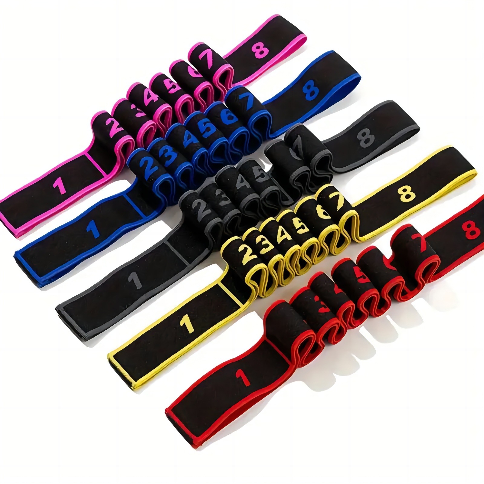 Yellow 3 Pack Multi-Loop Yoga Stretching Strap with Numbered Sections 90cm Elastic Resistance Band for Dance Pilates Body Sculpting Australian Fitness Gear