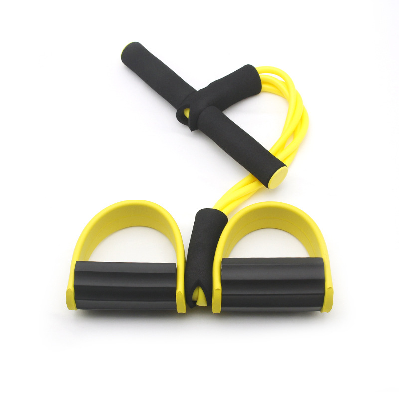 Yellow Home Multi-Function Foot Pedal Resistance Trainer – 4-Strand Elastic Pull Rope for Abdominal Exercise