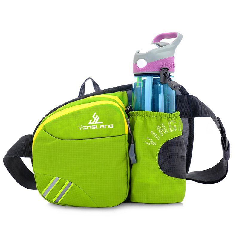 Green Lightweight Running Waist Pack with Stable Bottle Holder - Multi-Functional Nylon Sports Fanny Pack for Marathon